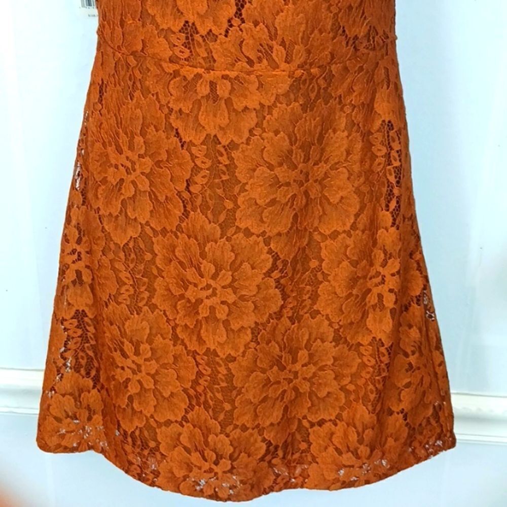 Free People Hailee copper lace short puff sleeve mini dress (M) - Picture 8 of 13